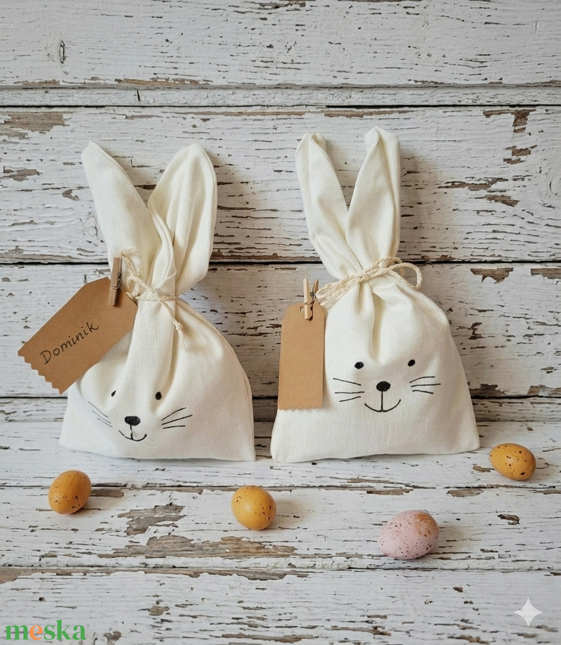 Névre szóló nyuszi szütyő pénzátadó, ajándéktáska húsvétra - ünnepi díszek, dekorációk - húsvéti díszek és dekorációk - húsvéti ajándékátadó - Meska.hu
