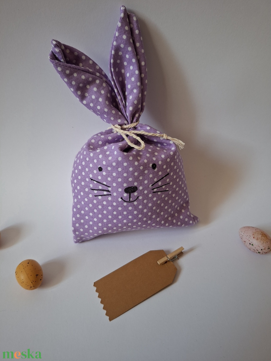 Névre szóló nyuszi szütyő pénzátadó, ajándéktáska húsvétra - ünnepi díszek, dekorációk - húsvéti díszek és dekorációk - húsvéti ajándékátadó - Meska.hu