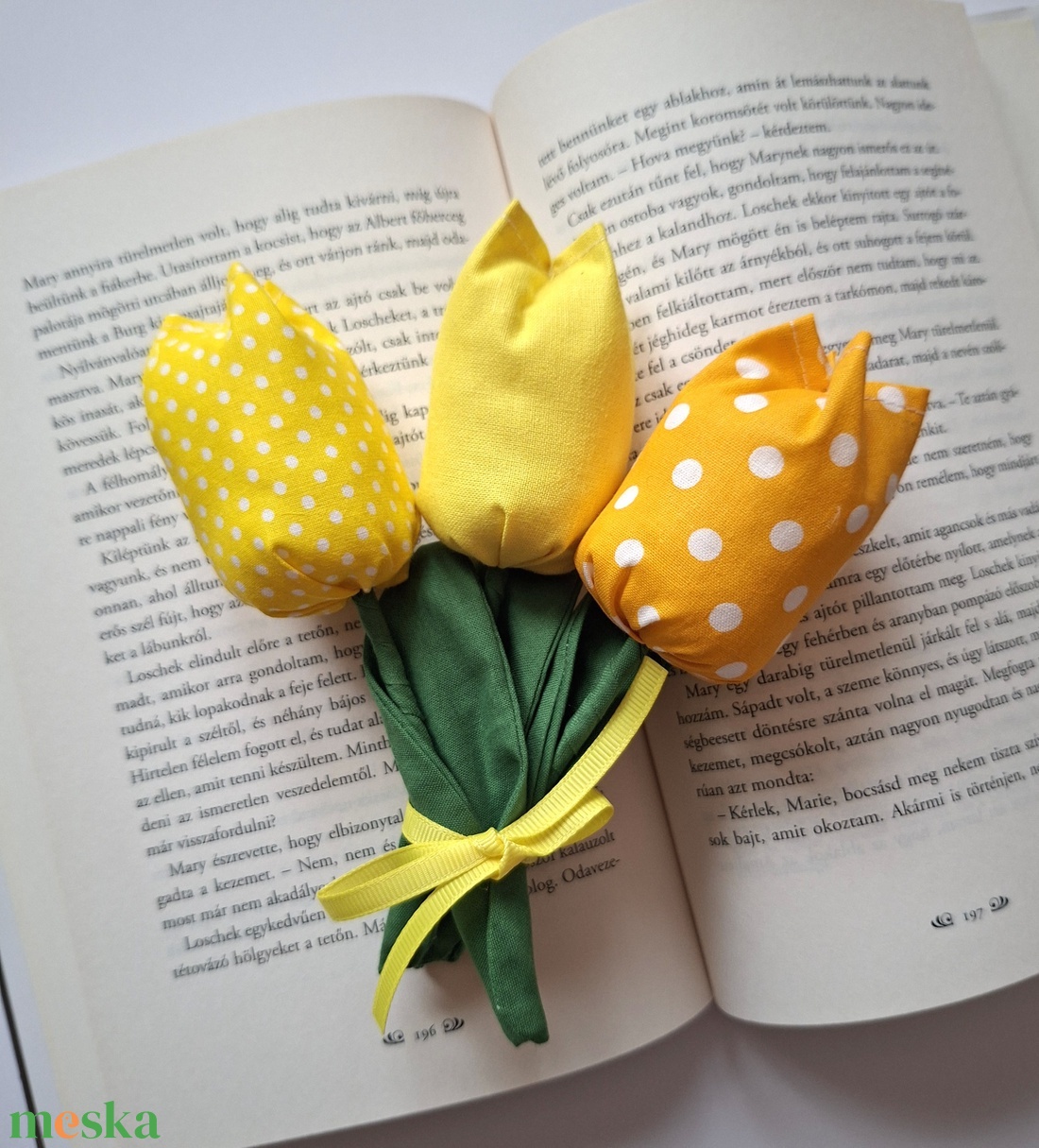 Mini sárga textil tulipánok 3 db- lakásdekoráció, húsvéti dísz ajándékba, asztaldísz Azonnal vihető! - otthon & életmód - virágdekoráció - virágdíszek - asztali virágdísz - Meska.hu