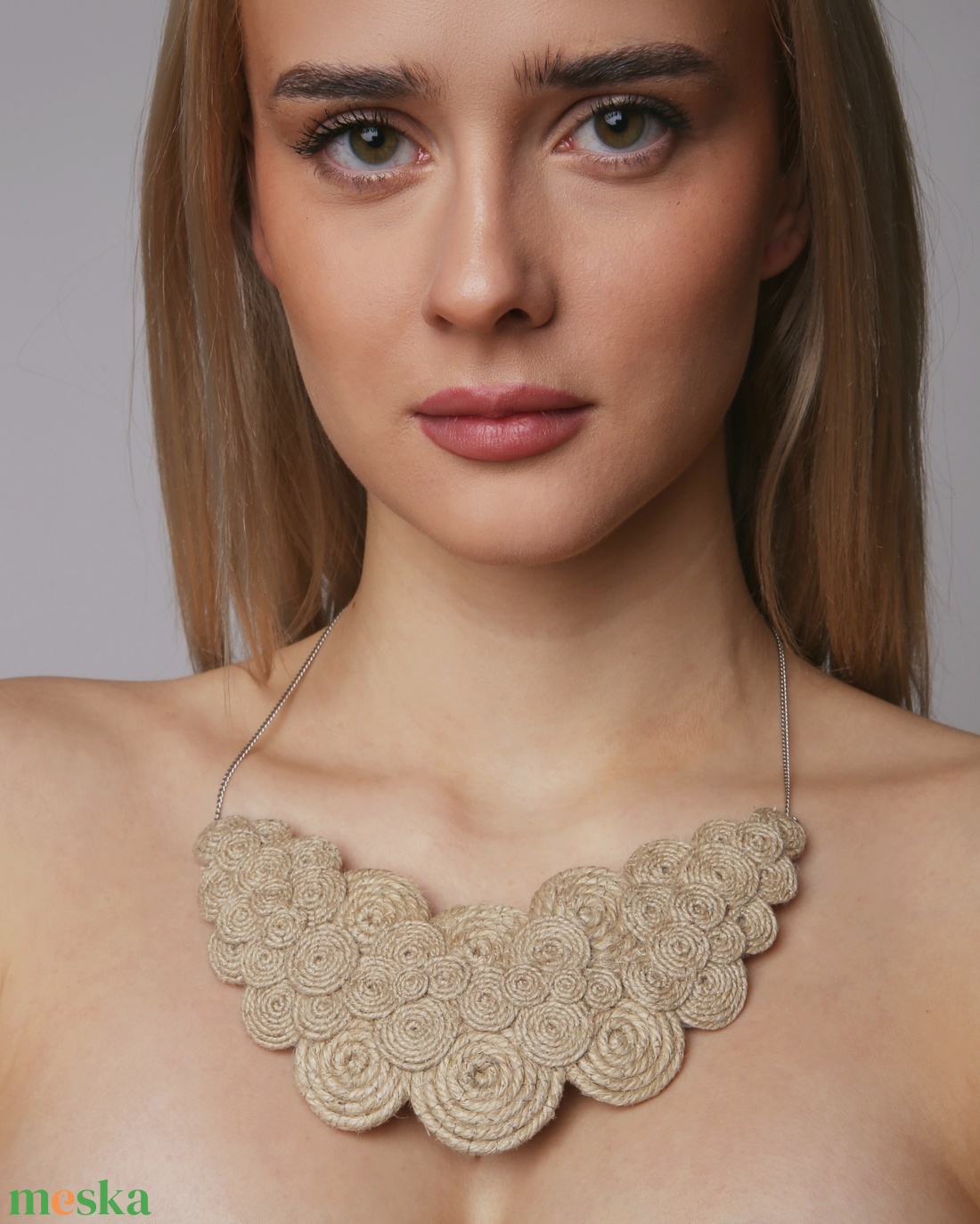 Natúr kender nyaklánc - esküvő - ékszer - nyaklánc - Meska.hu