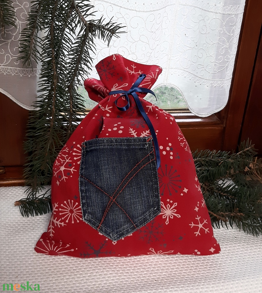 Textil mikulászsák farmer zsebbel - karácsony - mikulás - mikulás zsák, zokni, csizma - Meska.hu Textil mikulászsák farmer zsebbel - karácsony - mikulás - mikulás zsák, zokni, csizma - Meska.hu