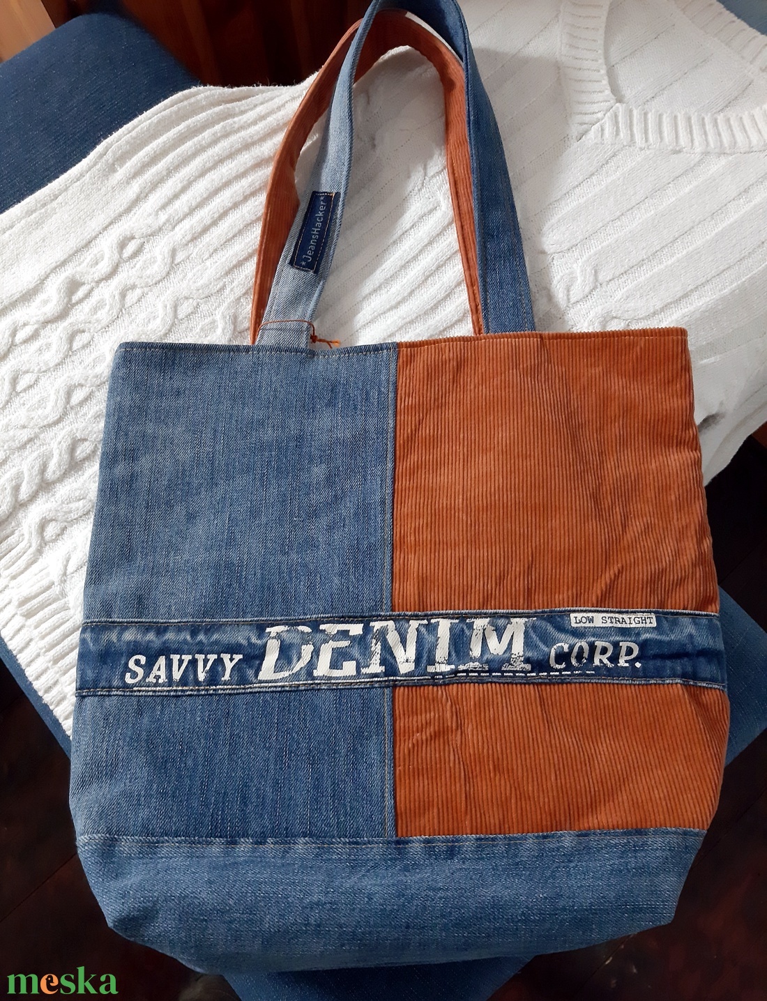 Farmer válltáska felirattal, kordbársonnyal kombinálva, különböző színű fülekkel, farmer tote bag - táska & tok - kézitáska & válltáska - válltáska - Meska.hu Farmer válltáska felirattal, kordbársonnyal kombinálva, különböző színű fülekkel, farmer tote bag - táska & tok - kézitáska & válltáska - válltáska - Meska.hu