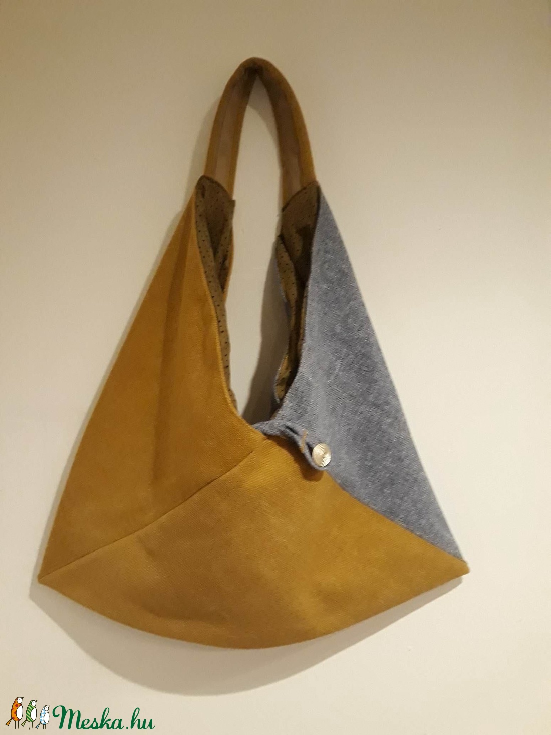 Beige és kék origami háromszög táska - - Meska.hu Beige és kék origami háromszög táska - - Meska.hu