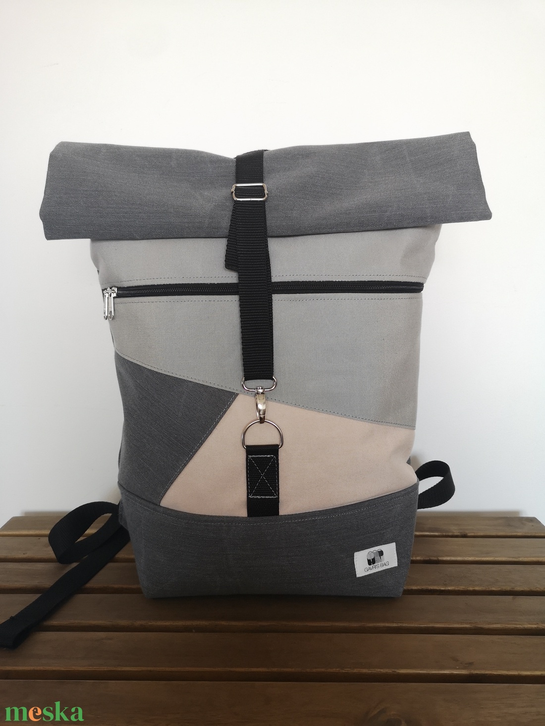 Púderrózsaszín-szürke vízálló rolltop hátizsák - táska & tok - hátizsák - roll top hátizsák - Meska.hu Púderrózsaszín-szürke vízálló rolltop hátizsák - táska & tok - hátizsák - roll top hátizsák - Meska.hu