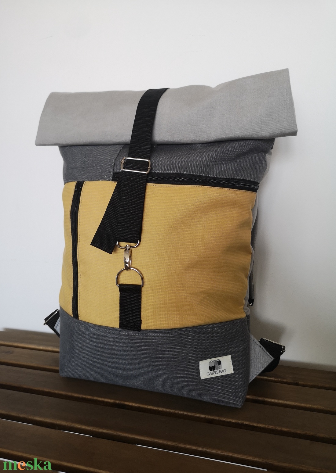Sárga-szürke vízálló rolltop hátizsák - táska & tok - hátizsák - roll top hátizsák - Meska.hu Sárga-szürke vízálló rolltop hátizsák - táska & tok - hátizsák - roll top hátizsák - Meska.hu