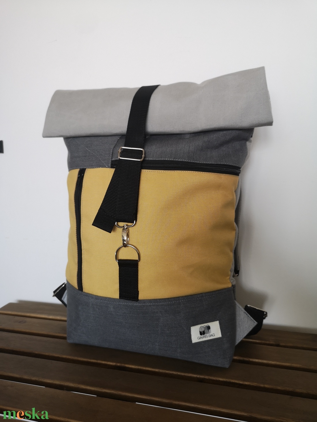 Sárga-szürke vízálló rolltop hátizsák - táska & tok - hátizsák - roll top hátizsák - Meska.hu Sárga-szürke vízálló rolltop hátizsák - táska & tok - hátizsák - roll top hátizsák - Meska.hu