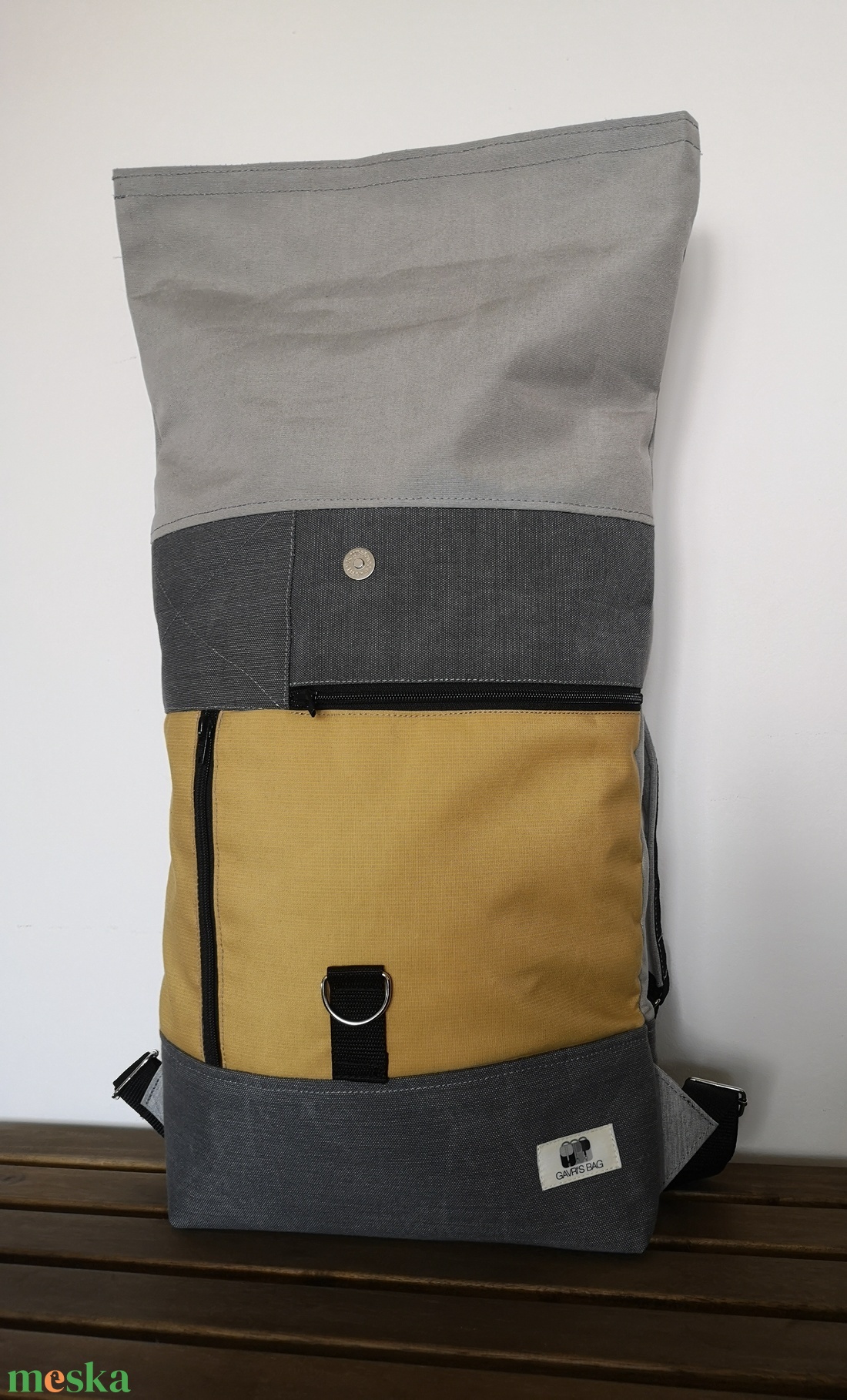 Sárga-szürke vízálló rolltop hátizsák - táska & tok - hátizsák - roll top hátizsák - Meska.hu Sárga-szürke vízálló rolltop hátizsák - táska & tok - hátizsák - roll top hátizsák - Meska.hu