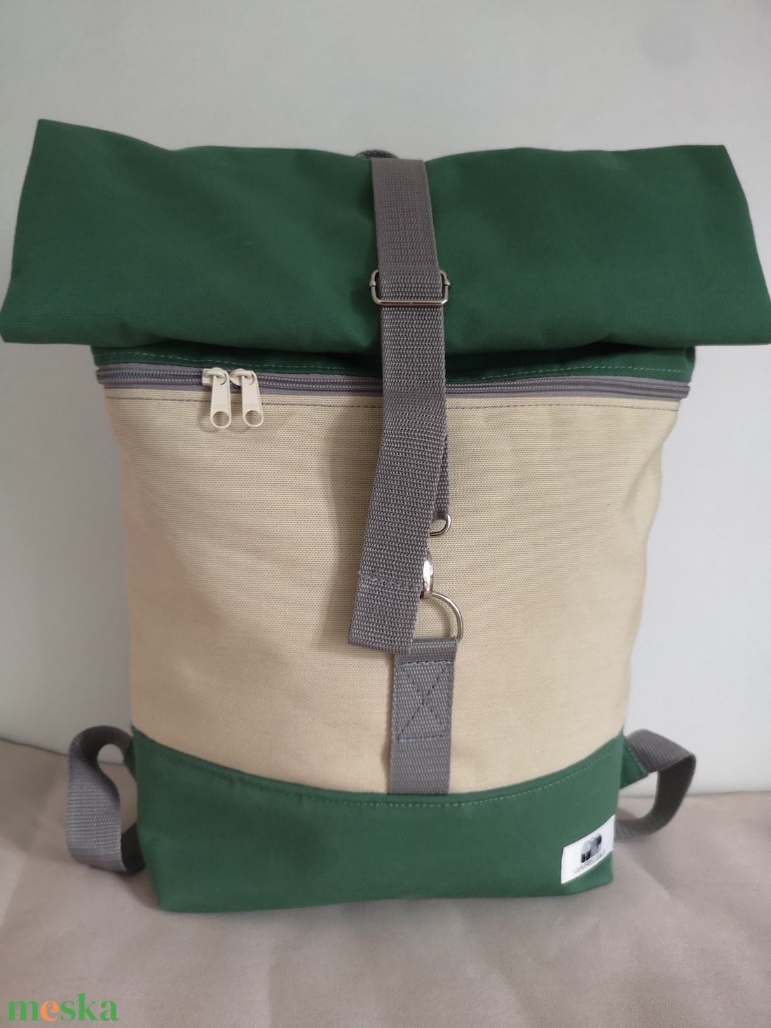 Zöld-beige vízálló rolltop hátizsák - táska & tok - hátizsák - roll top hátizsák - Meska.hu Zöld-beige vízálló rolltop hátizsák - táska & tok - hátizsák - roll top hátizsák - Meska.hu