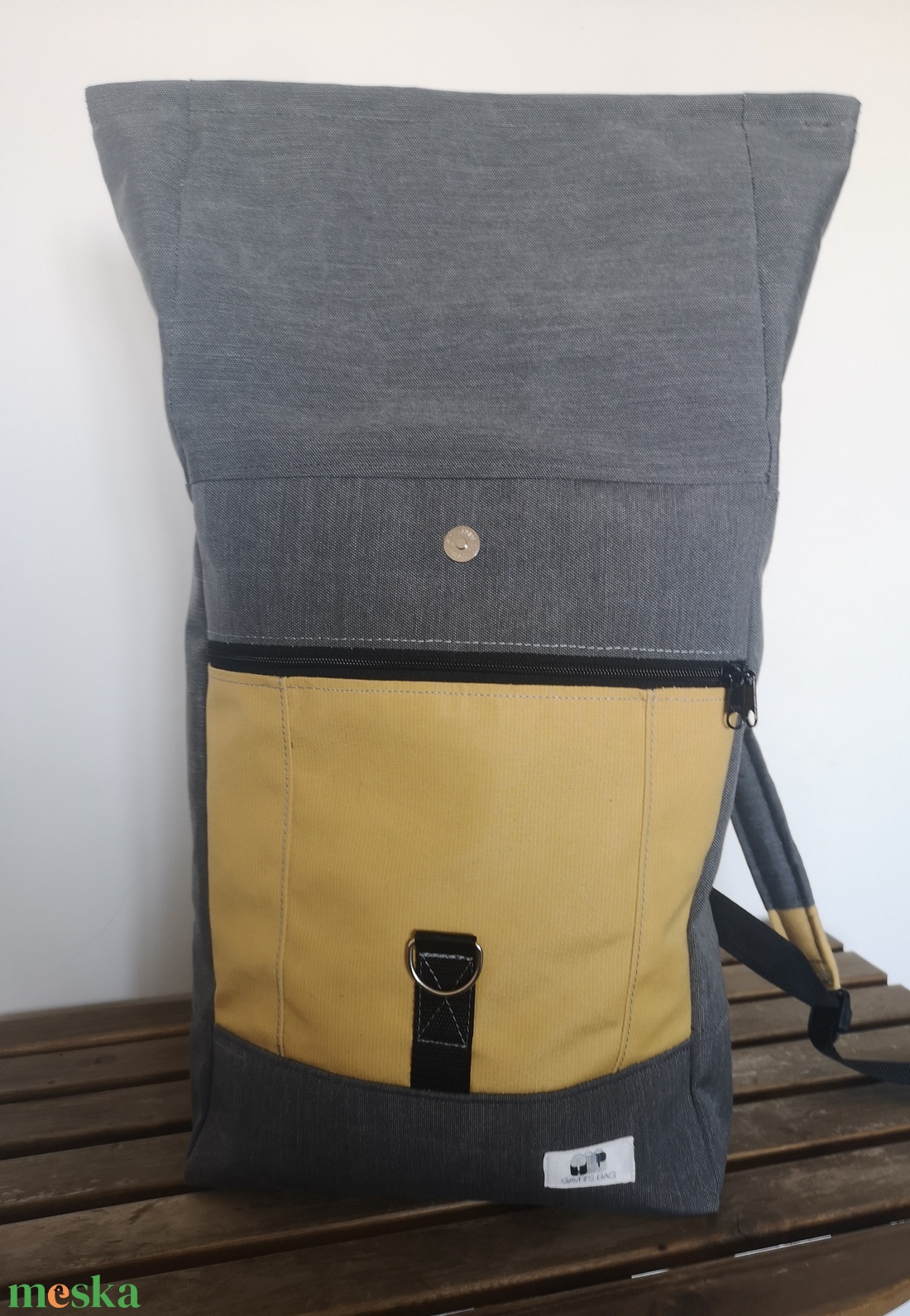 Szürke-sárga vízálló rolltop hátizsák - táska & tok - hátizsák - roll top hátizsák - Meska.hu Szürke-sárga vízálló rolltop hátizsák - táska & tok - hátizsák - roll top hátizsák - Meska.hu