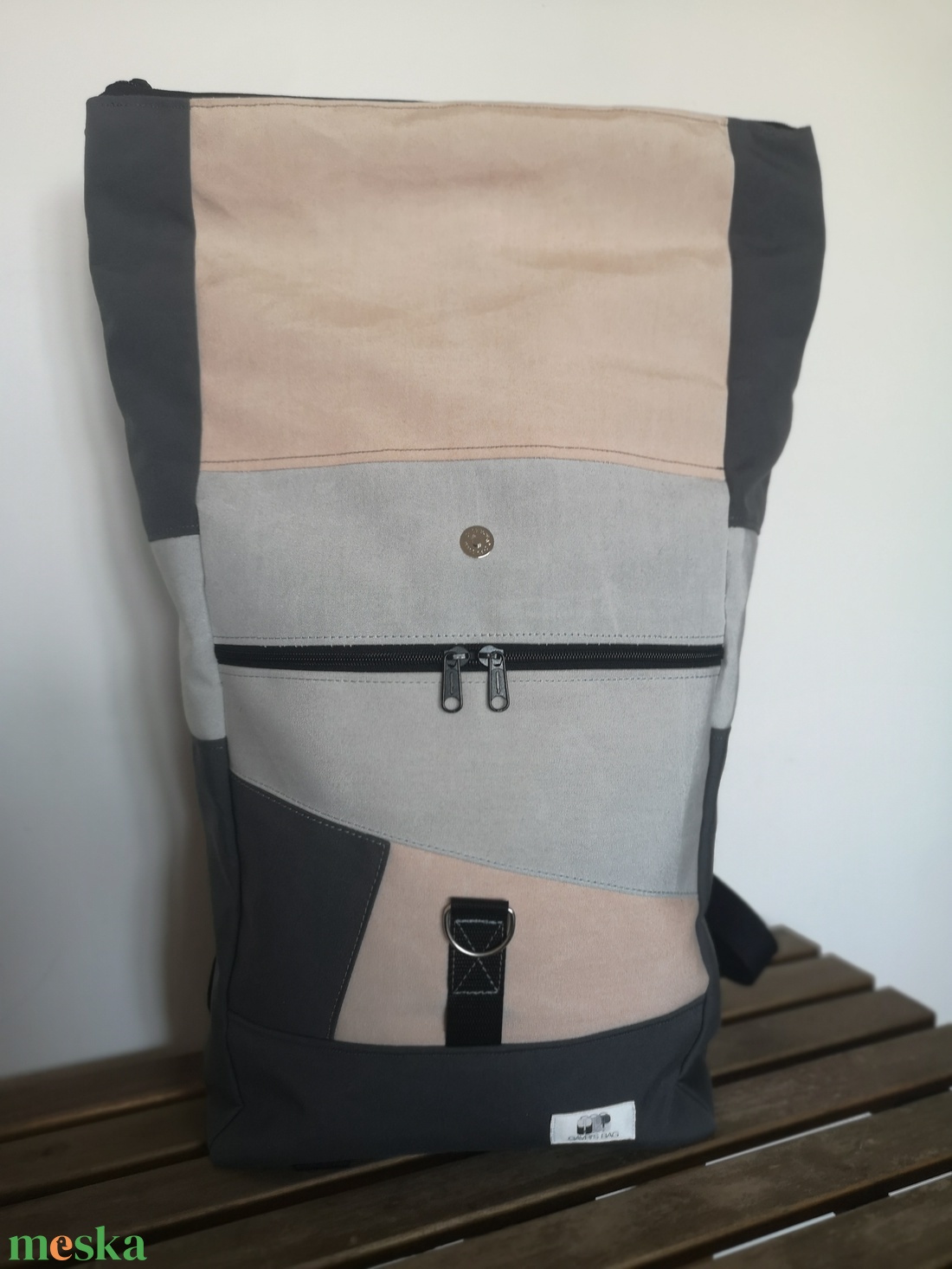 Púderrózsaszín-szürkevízálló rolltop hátizsák - táska & tok - hátizsák - hátizsák - Meska.hu Púderrózsaszín-szürkevízálló rolltop hátizsák - táska & tok - hátizsák - hátizsák - Meska.hu