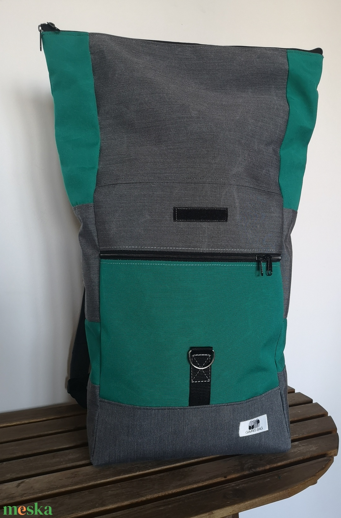 Zöld-szürke vízálló rolltop hátizsák - táska & tok - hátizsák - roll top hátizsák - Meska.hu Zöld-szürke vízálló rolltop hátizsák - táska & tok - hátizsák - roll top hátizsák - Meska.hu