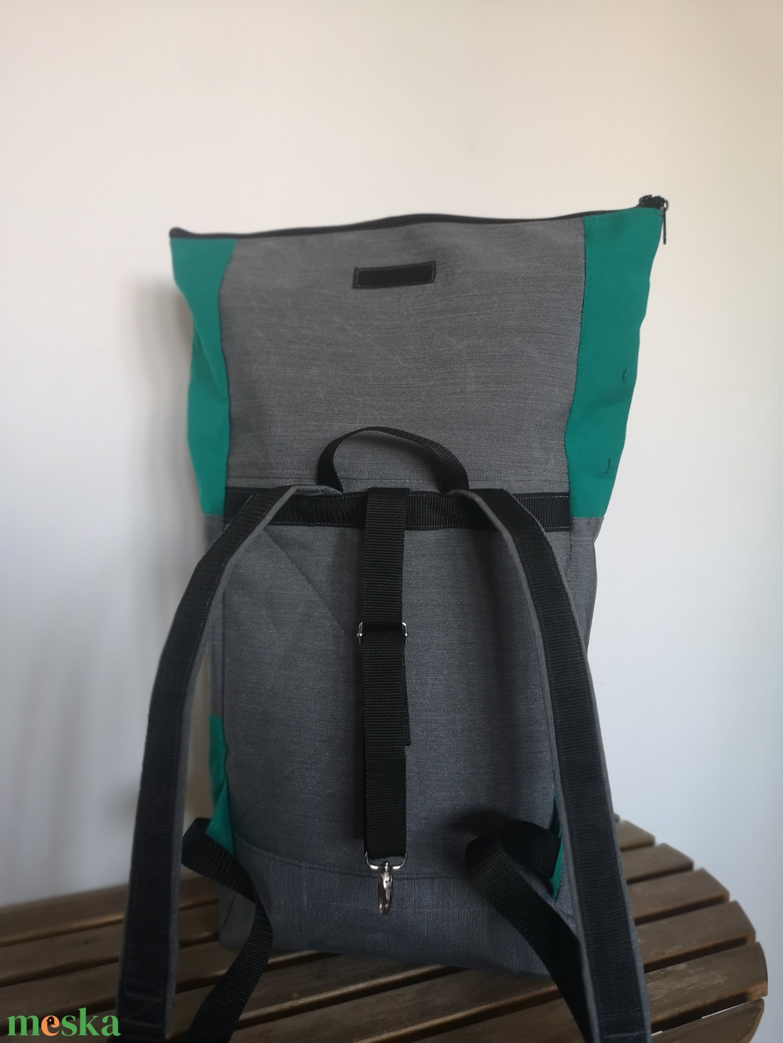 Zöld-szürke vízálló rolltop hátizsák - táska & tok - hátizsák - roll top hátizsák - Meska.hu Zöld-szürke vízálló rolltop hátizsák - táska & tok - hátizsák - roll top hátizsák - Meska.hu