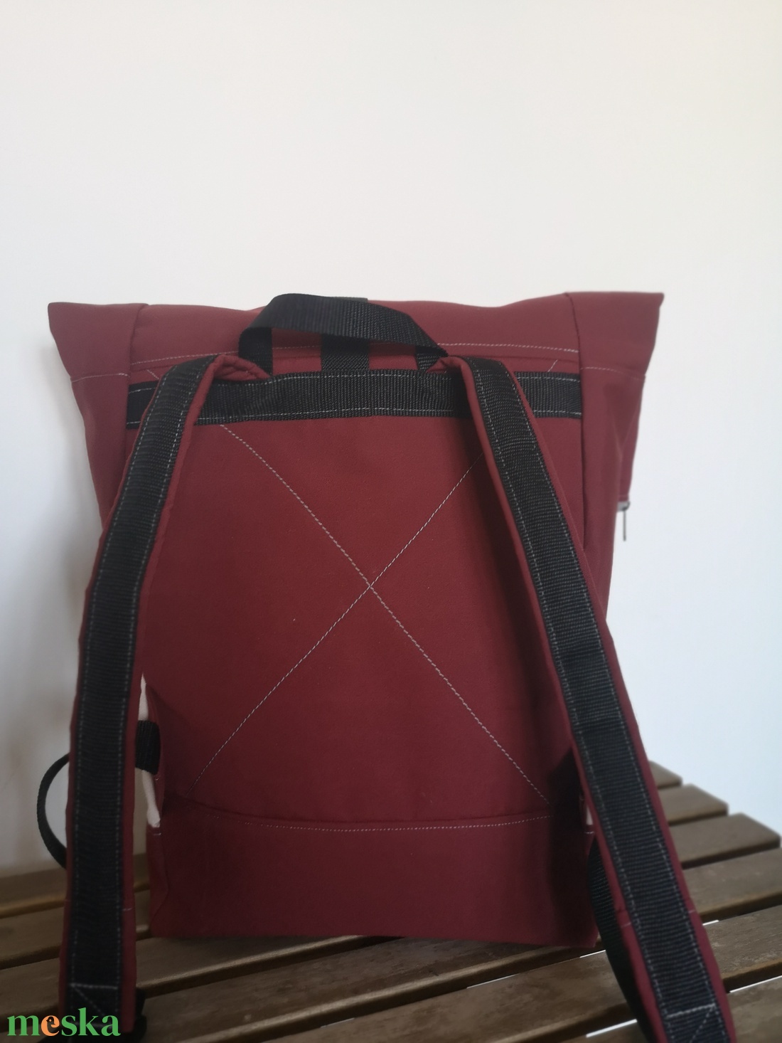 Bordó-púderrózsaszín vízálló rolltop hátizsák - táska & tok - hátizsák - roll top hátizsák - Meska.hu