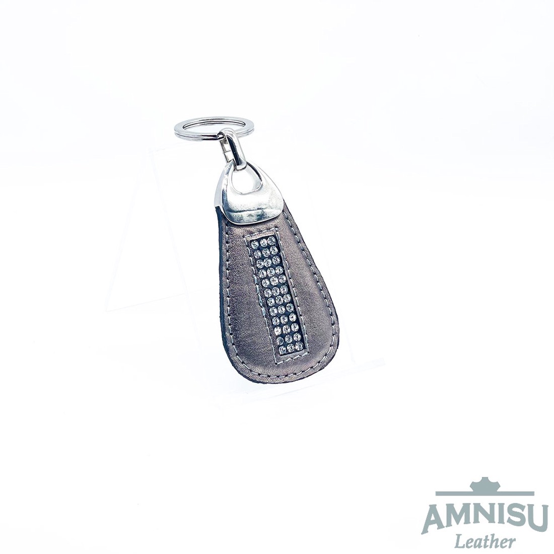 Bronz csepp alakú swarovski köves bőr kulcstartó H9014 - táska & tok - kulcstartó & táskadísz - kulcstartó - Meska.hu