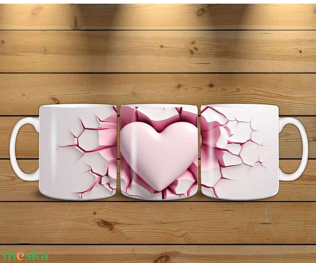  3D Szivecskés bögre - művészet - grafika & illusztráció - digitális - Meska.hu