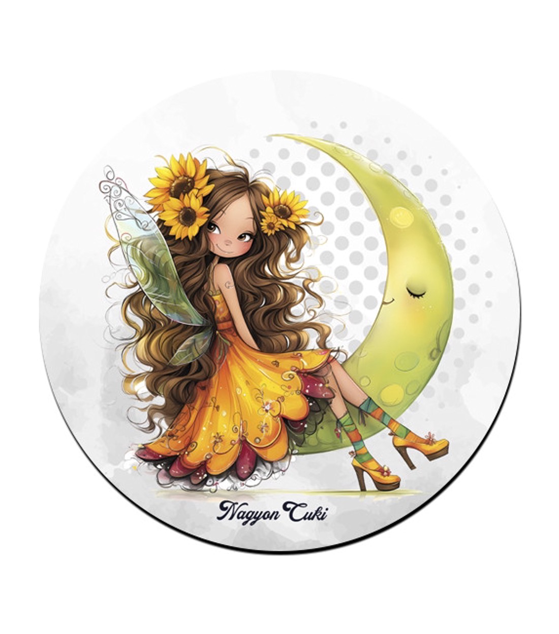 6 db cuki napraforgós tündérlány kör alakú alátét szett (#67) -  - Meska.hu