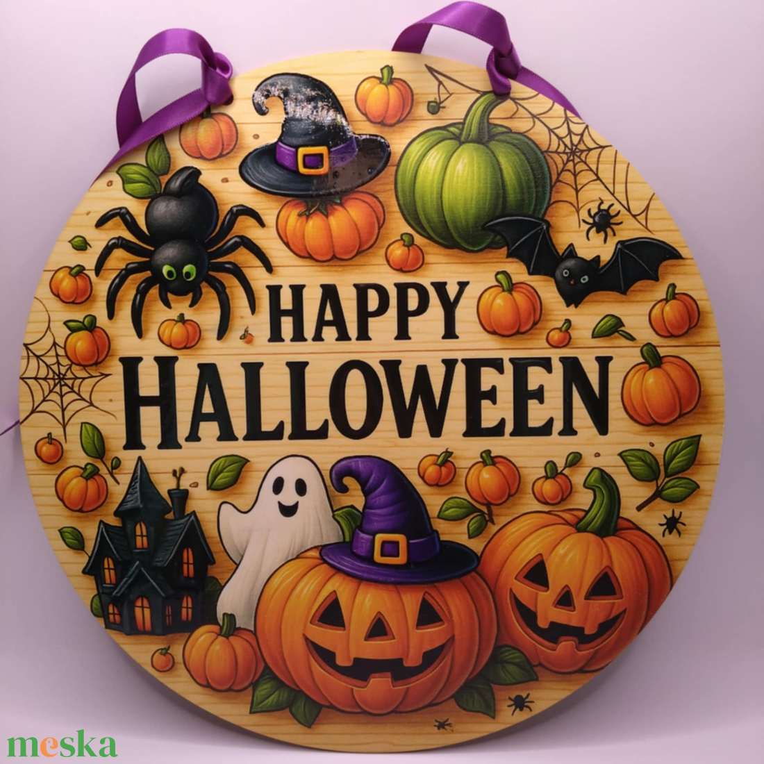 Halloween ajtókopogtató - UV nyomott mintával 25 cm - otthon & életmód - dekoráció - halloween - halloweeni ajtódíszek és ablakdíszek - Meska.hu
