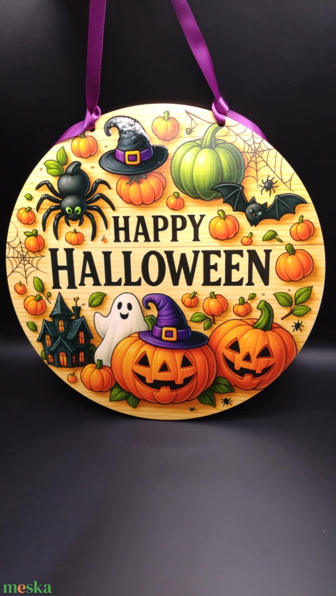 Halloween ajtókopogtató - UV nyomott mintával 25 cm - otthon & életmód - dekoráció - halloween - halloweeni ajtódíszek és ablakdíszek - Meska.hu