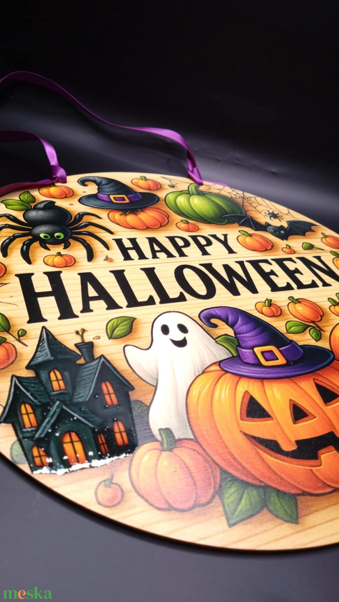 Halloween ajtókopogtató - UV nyomott mintával 25 cm - otthon & életmód - dekoráció - halloween - halloweeni ajtódíszek és ablakdíszek - Meska.hu
