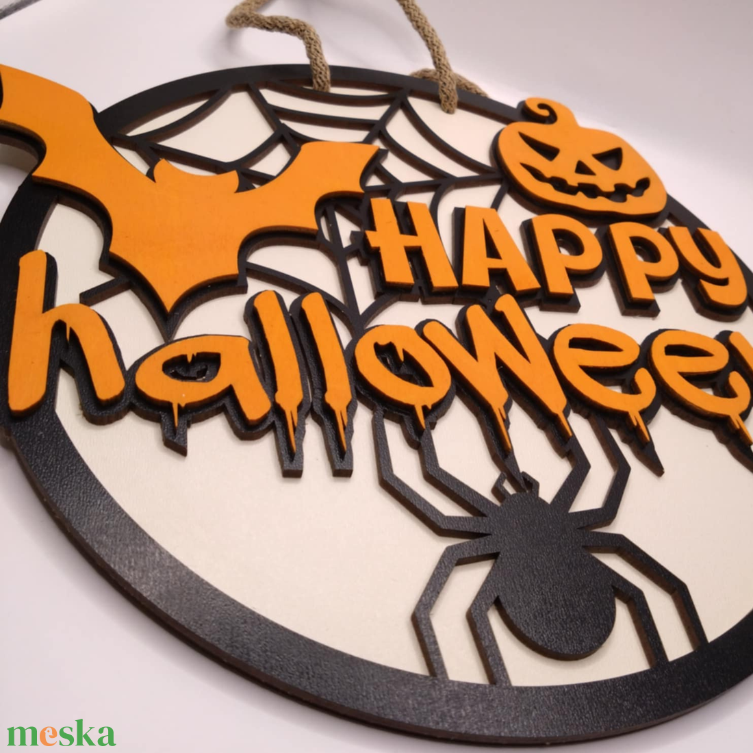 Halloween ajtódísz 25 cm - többrétegű - otthon & életmód - dekoráció - halloween - halloweeni ajtódíszek és ablakdíszek - Meska.hu