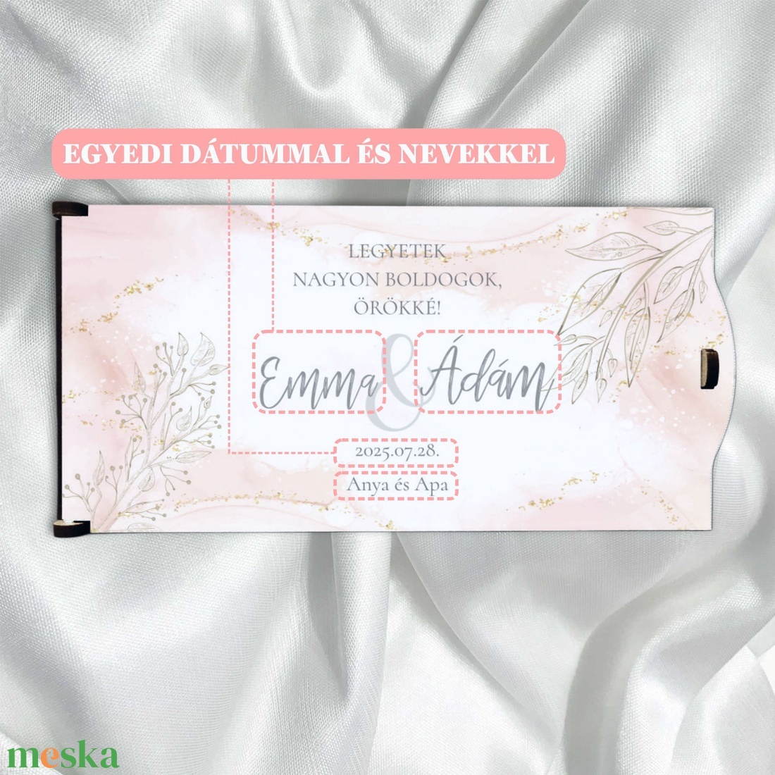 Exkluzív esküvői pénzátadó doboz - UV nyomott, egyedi nevekkel, mintával - esküvő - emlék & ajándék - nászajándék - esküvői pénzátadó doboz - Meska.hu