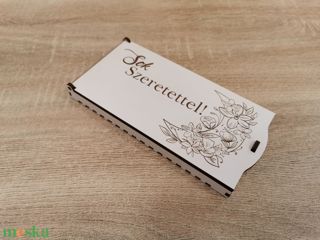 Sok szeretettel lézer-gravírozott pénzátadó doboz - otthon & életmód - papír, írószer - ajándékozás kellékei - pénzátadó doboz - Meska.hu