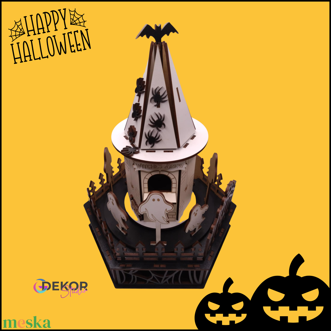 Halloween szellemkastély  fa asztali dekoráció - otthon & életmód - dekoráció - halloween - halloweeni asztaldísz - Meska.hu