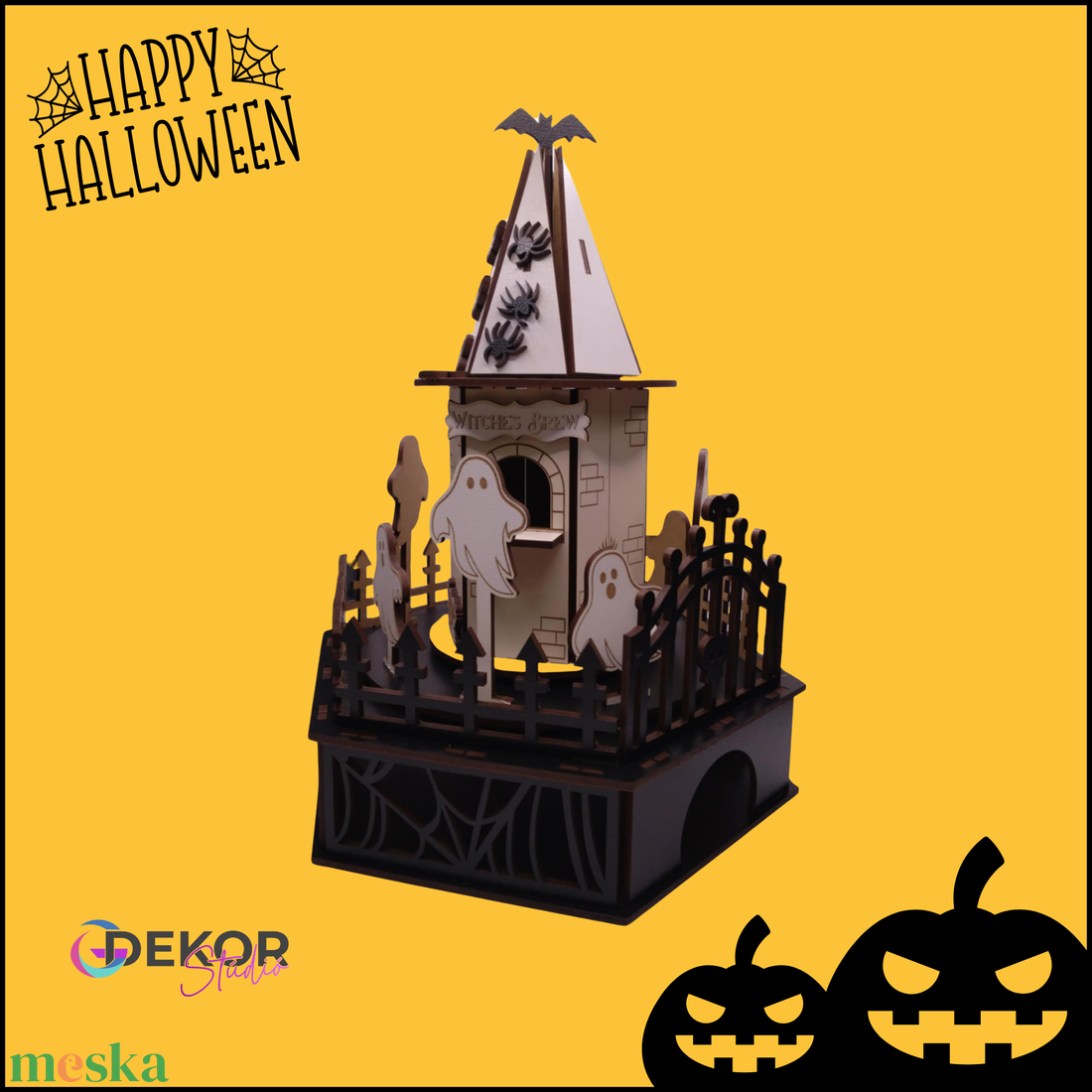 Halloween szellemkastély  fa asztali dekoráció - otthon & életmód - dekoráció - halloween - halloweeni asztaldísz - Meska.hu