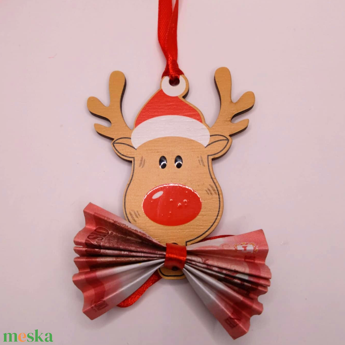 Karácsonyi pénzátadó dísz - UV nyomott mintával - rénszarvas - karácsony - karácsonyi lakásdekoráció - karácsonyfadíszek - Meska.hu