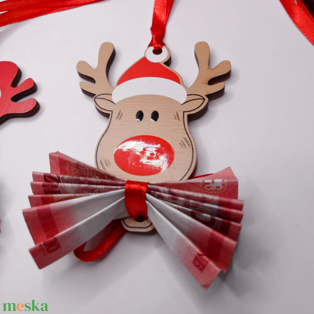 Karácsonyi pénzátadó dísz - UV nyomott mintával - rénszarvas - karácsony - karácsonyi lakásdekoráció - karácsonyfadíszek - Meska.hu