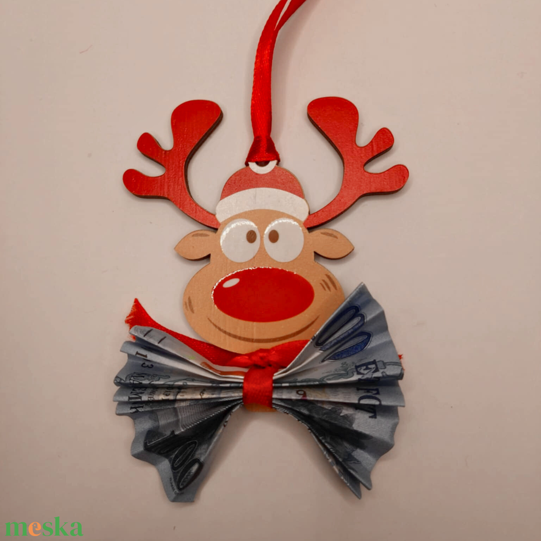 Karácsonyi pénzátadó dísz - UV nyomott mintával - rénszarvas - karácsony - karácsonyi lakásdekoráció - karácsonyfadíszek - Meska.hu