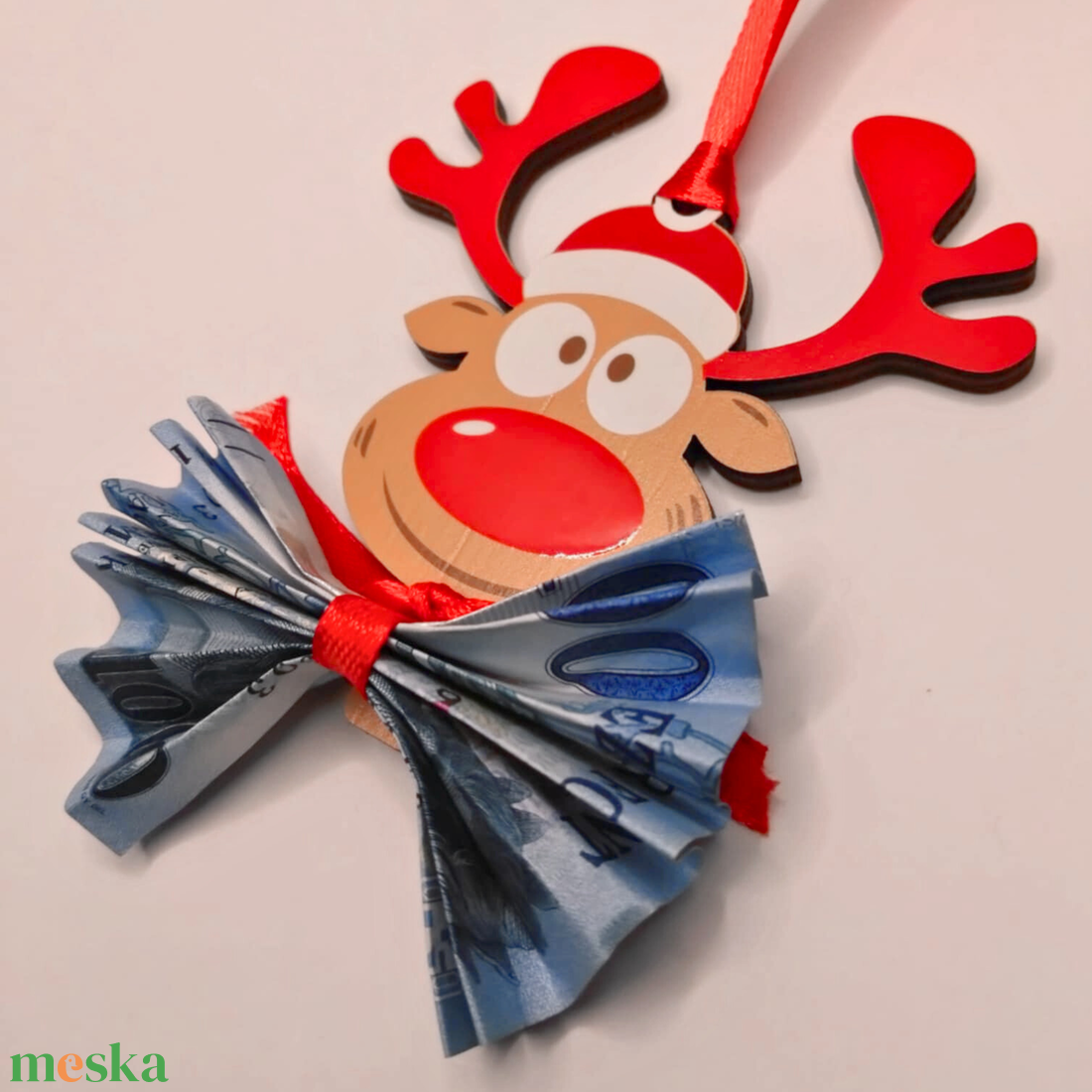 Karácsonyi pénzátadó dísz - UV nyomott mintával - rénszarvas - karácsony - karácsonyi lakásdekoráció - karácsonyfadíszek - Meska.hu