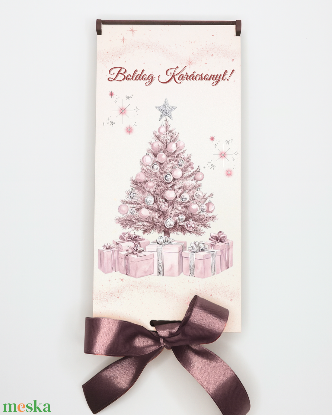 Karácsonyi pénzátadó doboz - egyedi, uv nyomott ajándék - Pink karácsonyfával - karácsony - karácsonyi ajándékozás - karácsonyi ajándékcsomagolás - Meska.hu