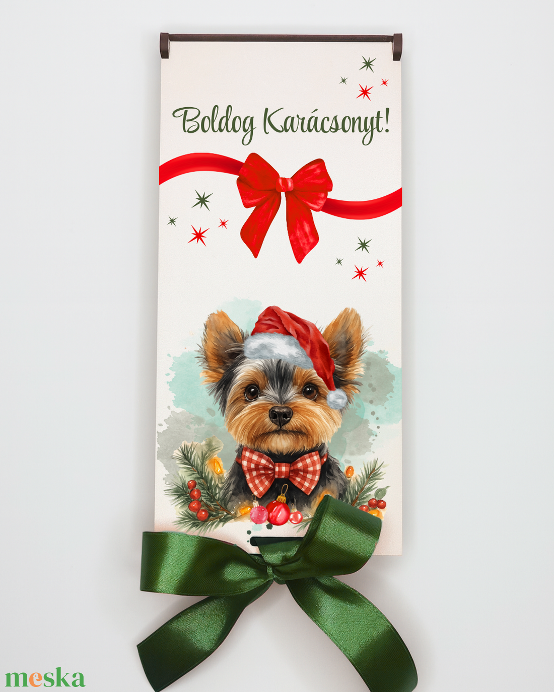 Karácsonyi kutyis UV nyomott pénzátadó - Yorkie - karácsony - karácsonyi ajándékozás - karácsonyi ajándékcsomagolás - Meska.hu