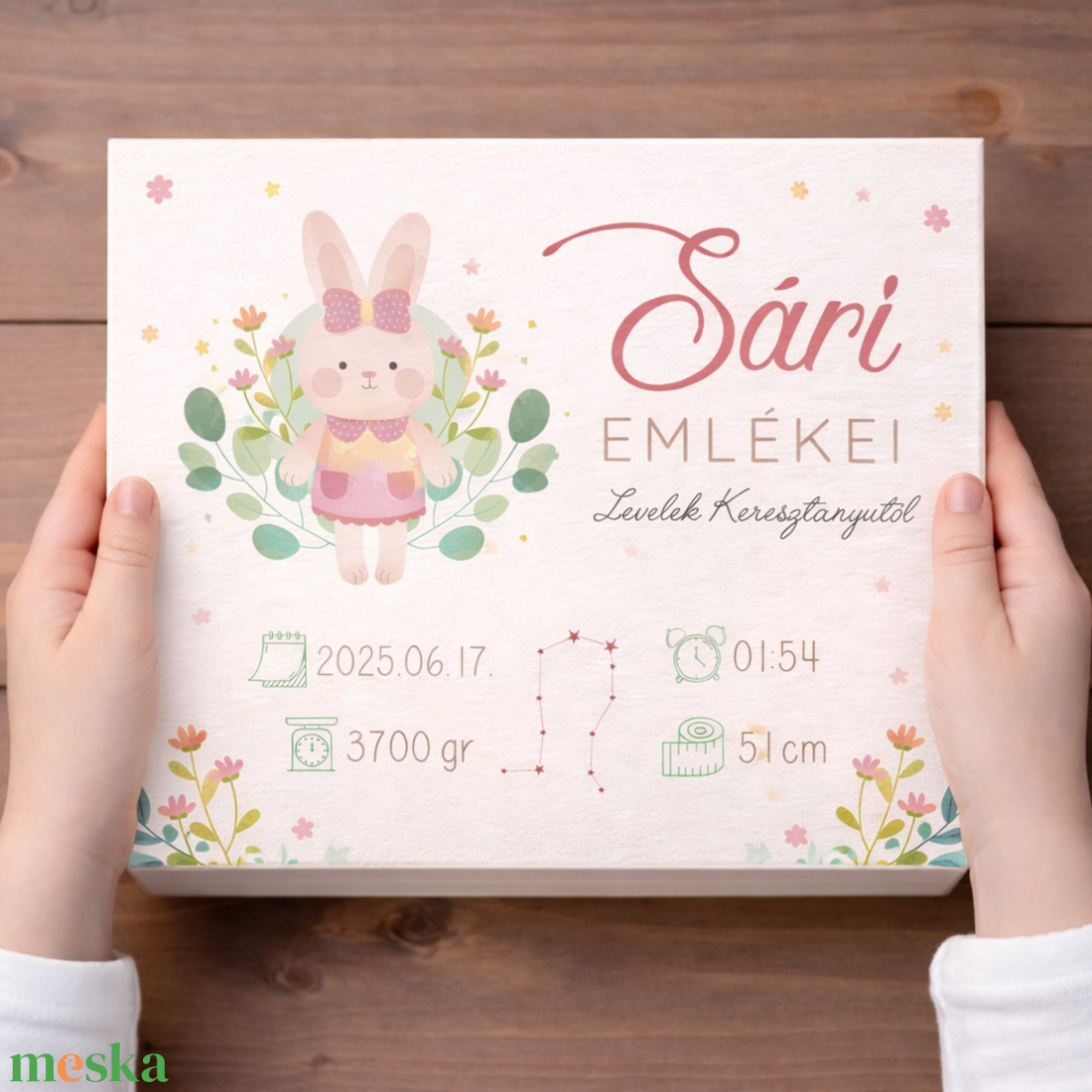 Személyre szabott babaváró emlékdoboz - UV nyomott mintával - baba - mama - babaemlékek - baba emlékőrző - Meska.hu
