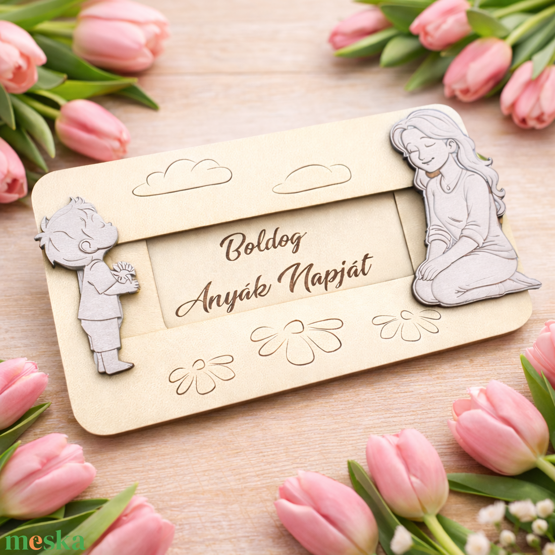 Csúsztatható fa ajándékkártya átadó kedves üzenettel - Anyák, Mamák napjára - otthon & életmód - papír, írószer - ajándékozás kellékei - pénzátadó doboz - Meska.hu