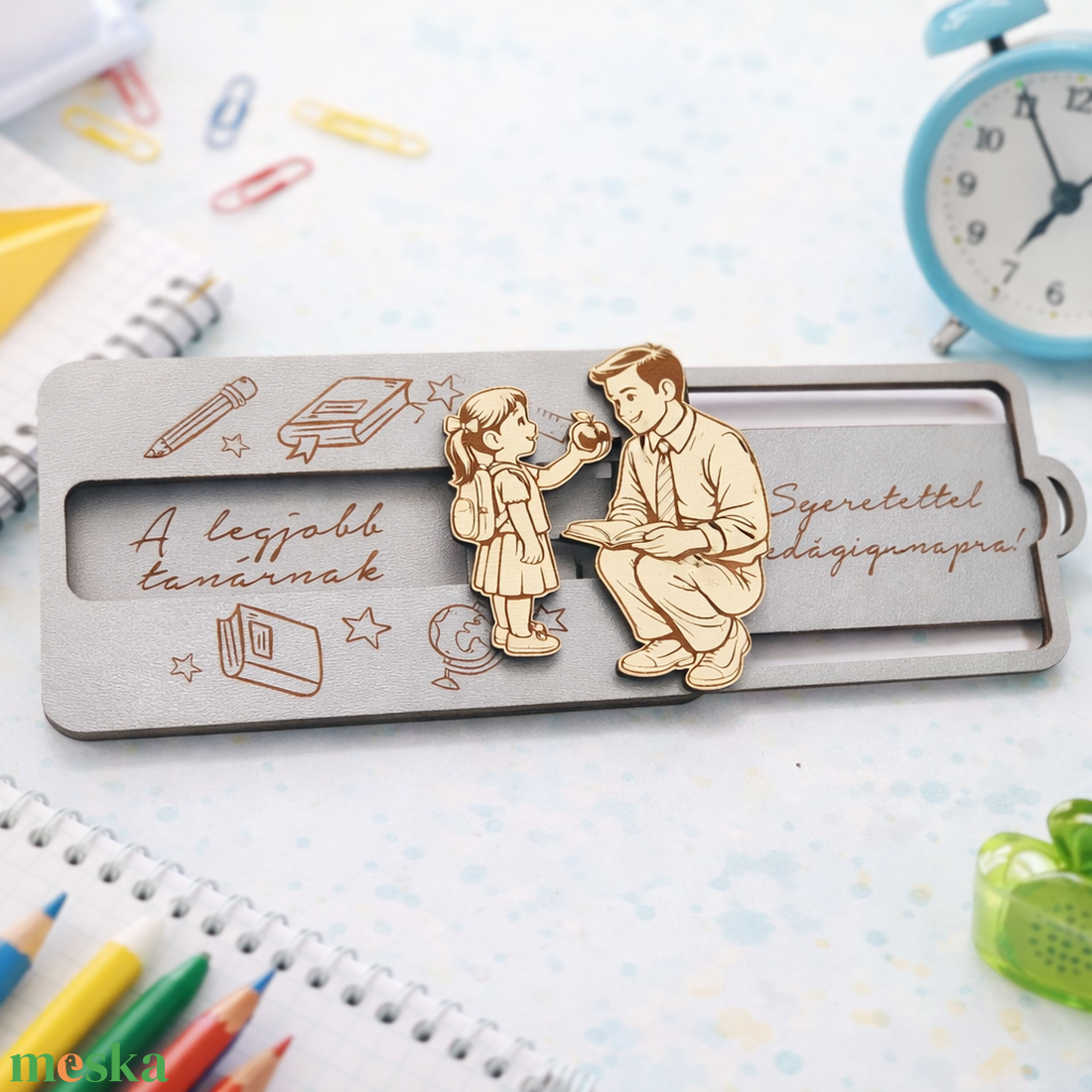 Csúsztatható fa ajándékkártya átadó � Szeretettel Pedagógusnapra - otthon & életmód - papír, írószer - ajándékozás kellékei - pénzátadó doboz - Meska.hu
