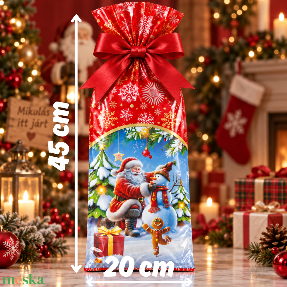 Extra nagy Mikulás zacskó - 20 cm x 45 cm x 6 cm - karácsony - mikulás - mikulás zsák - Meska.hu