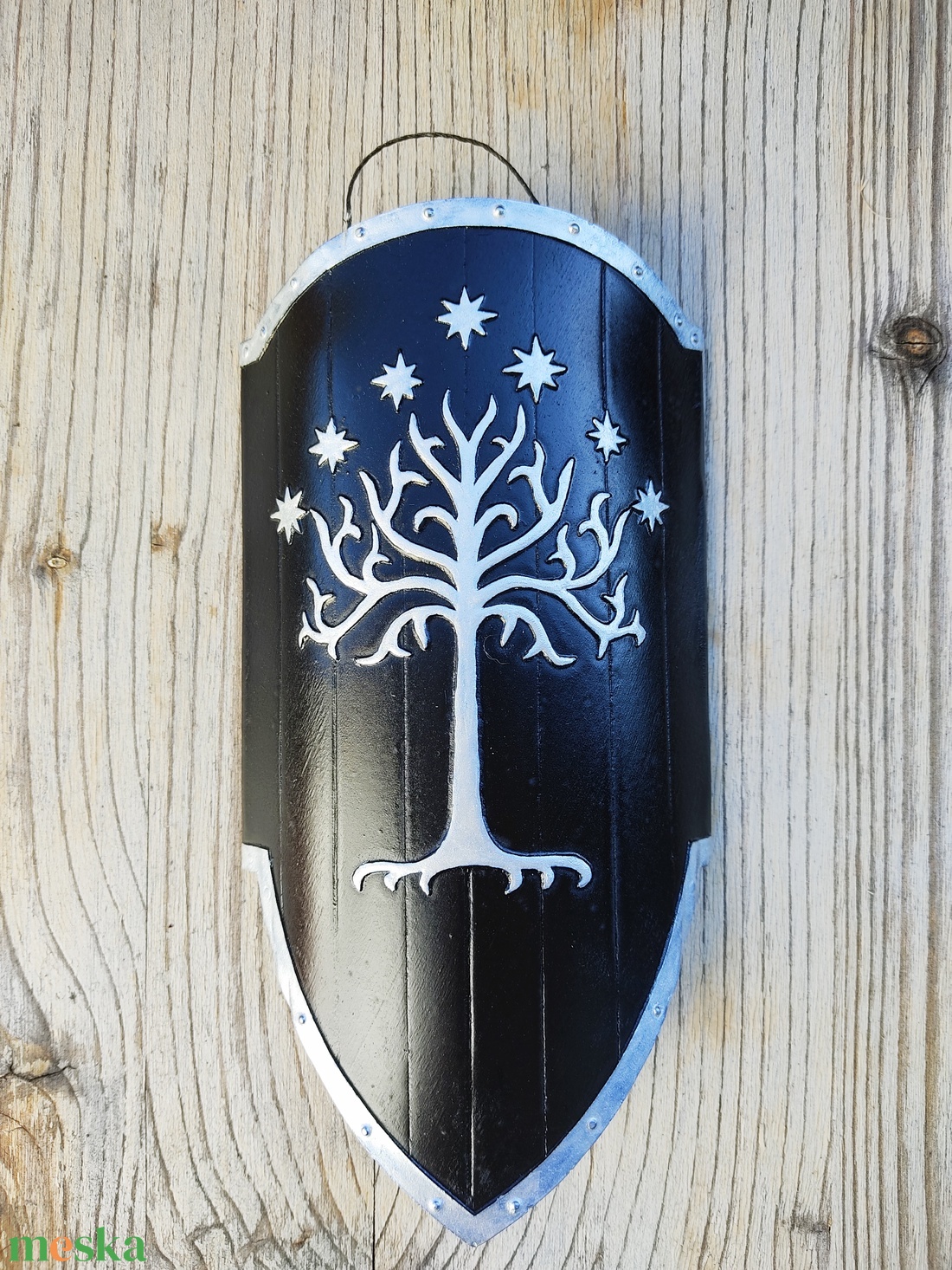 Gondor mini pajzs, Gyűrűk Ura, A hobbit, Aragorn, Boromir, falidísz - otthon & életmód - dekoráció - fali és függő dekoráció - falra akasztható dekor - Meska.hu
