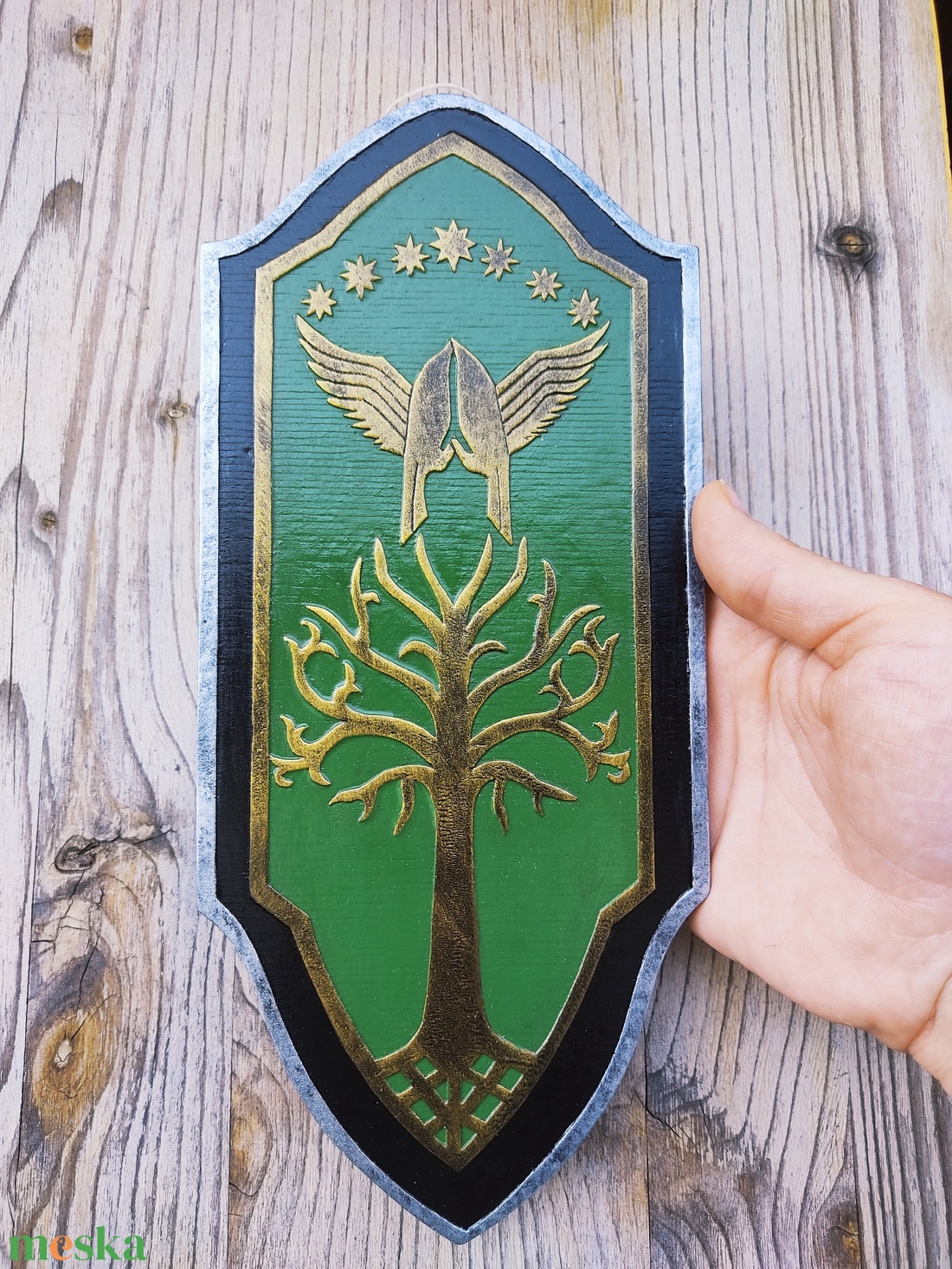 Faramir mini pajzs, Gyűrűk Ura, A hobbit, falidísz, Göndör, Boromir, Aragorn, szülinap, ajándék - otthon & életmód - dekoráció - fali és függő dekoráció - falra akasztható dekor - Meska.hu