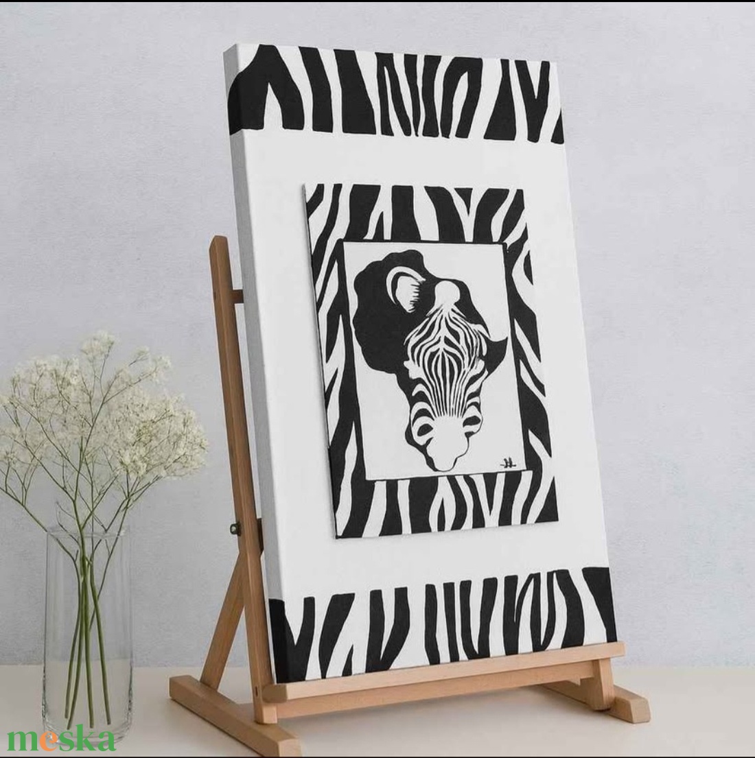 Zebra � egyedi, kézzel festett design falitárgy - otthon & életmód - dekoráció - kép & falikép - poszter - Meska.hu
