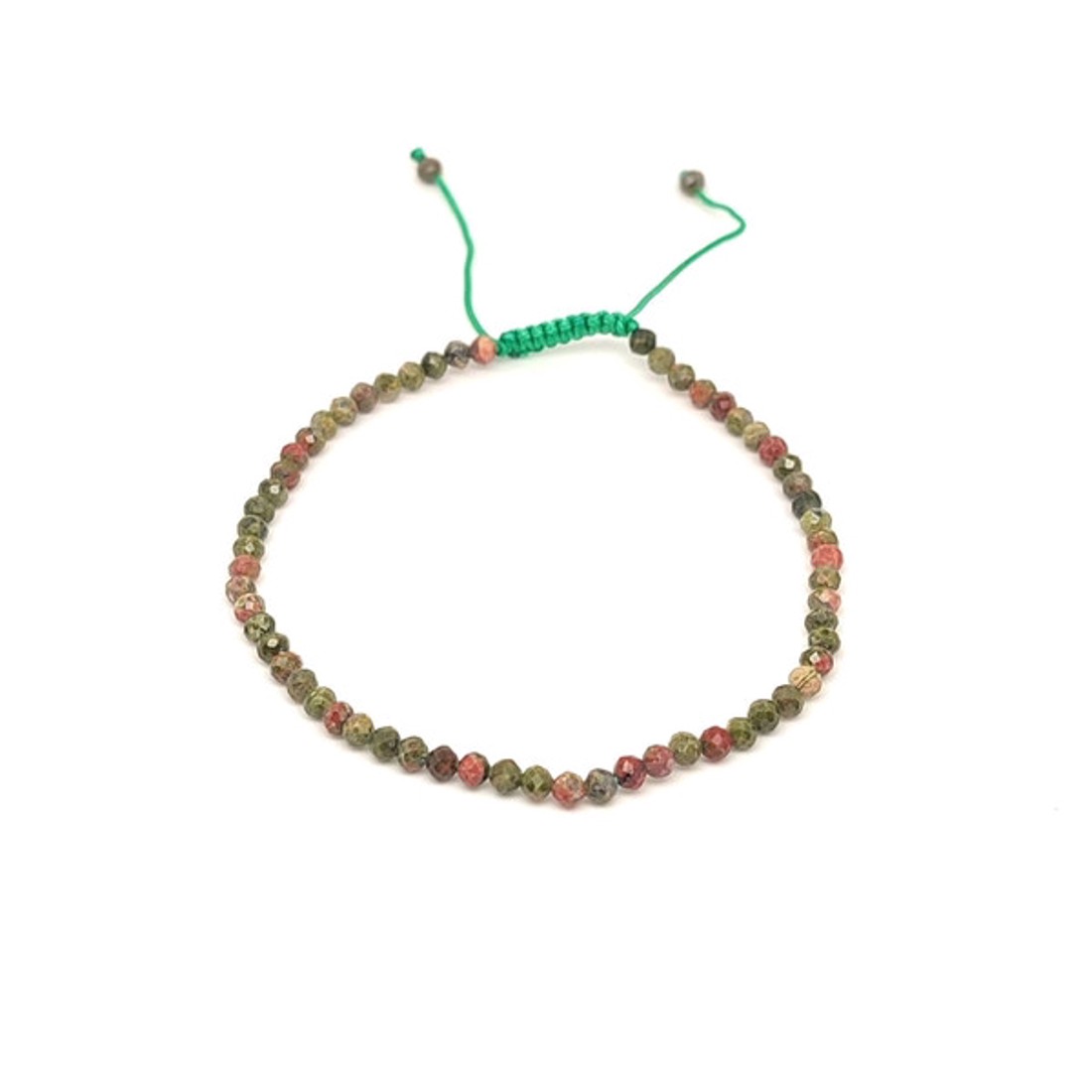 Fazettált unakit golyós ásvány karkötő csúszócsomóval 4�5mm - ékszer - karkötő - ásványkarkötő - Meska.hu