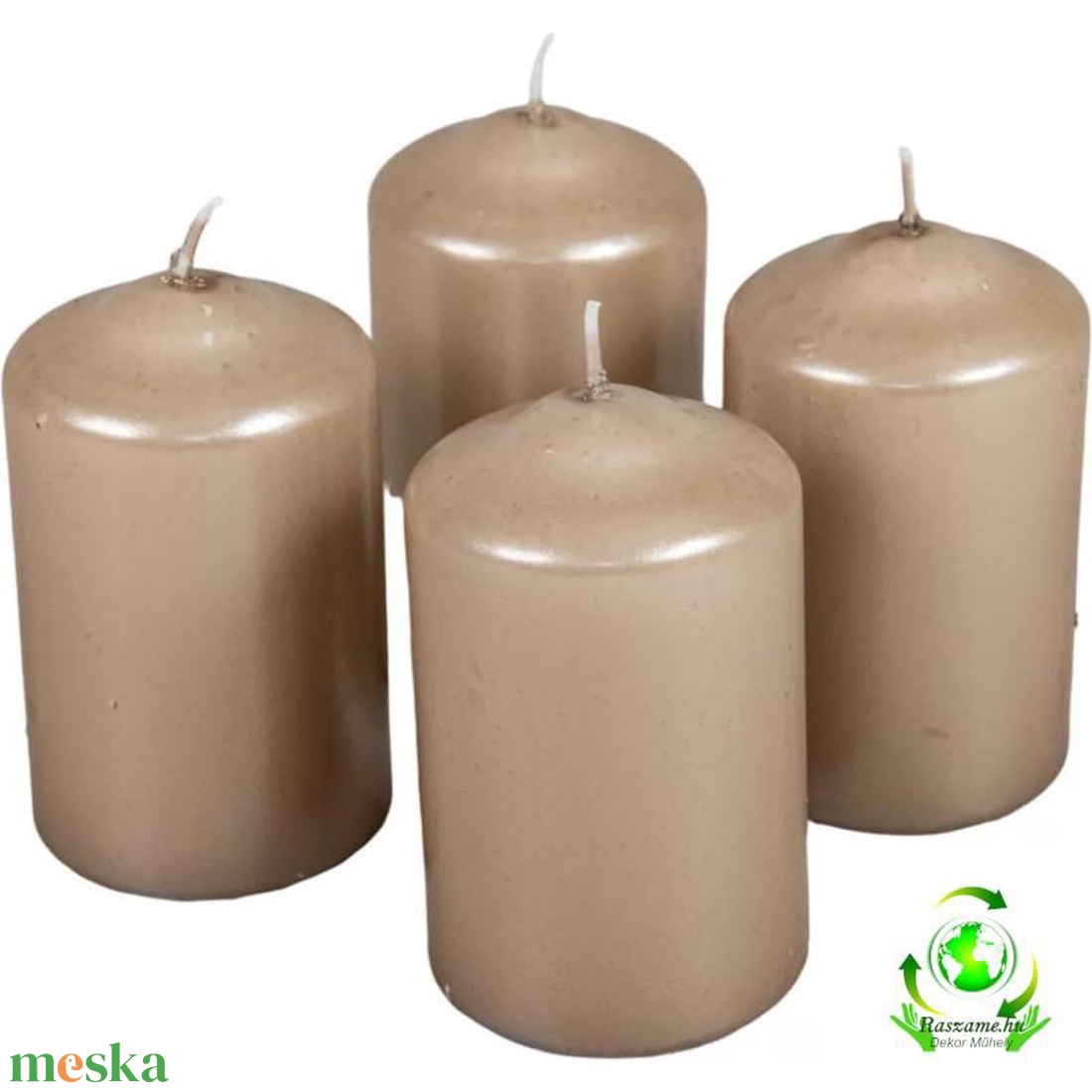 Metál henger gyertya szett 60x100mm - homok - kellékek & szerszámok - dekorációs kellékek - dekorációs gyertya - Meska.hu