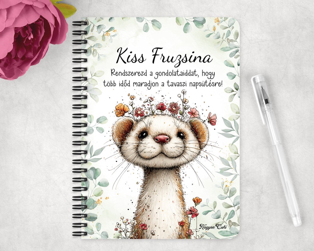 Személyre szabható - Tündéri hermelin, a kecses felfedező mintás A6-os füzet - otthon & életmód - papír, írószer - jegyzetfüzet & napló - Meska.hu