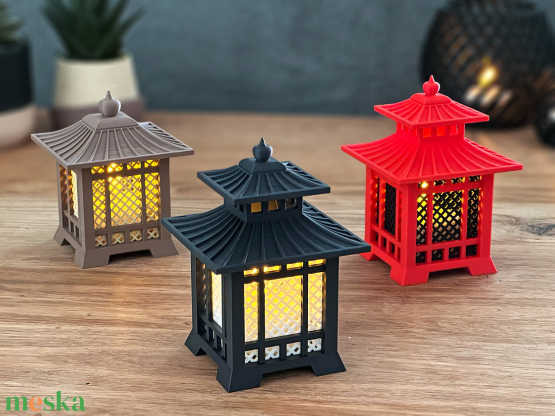 Japán pagoda stílusú mécsestartó-3D Nyomtatott - otthon & életmód - gyertya, illat, aroma - mécses és mécsestartó - Meska.hu
