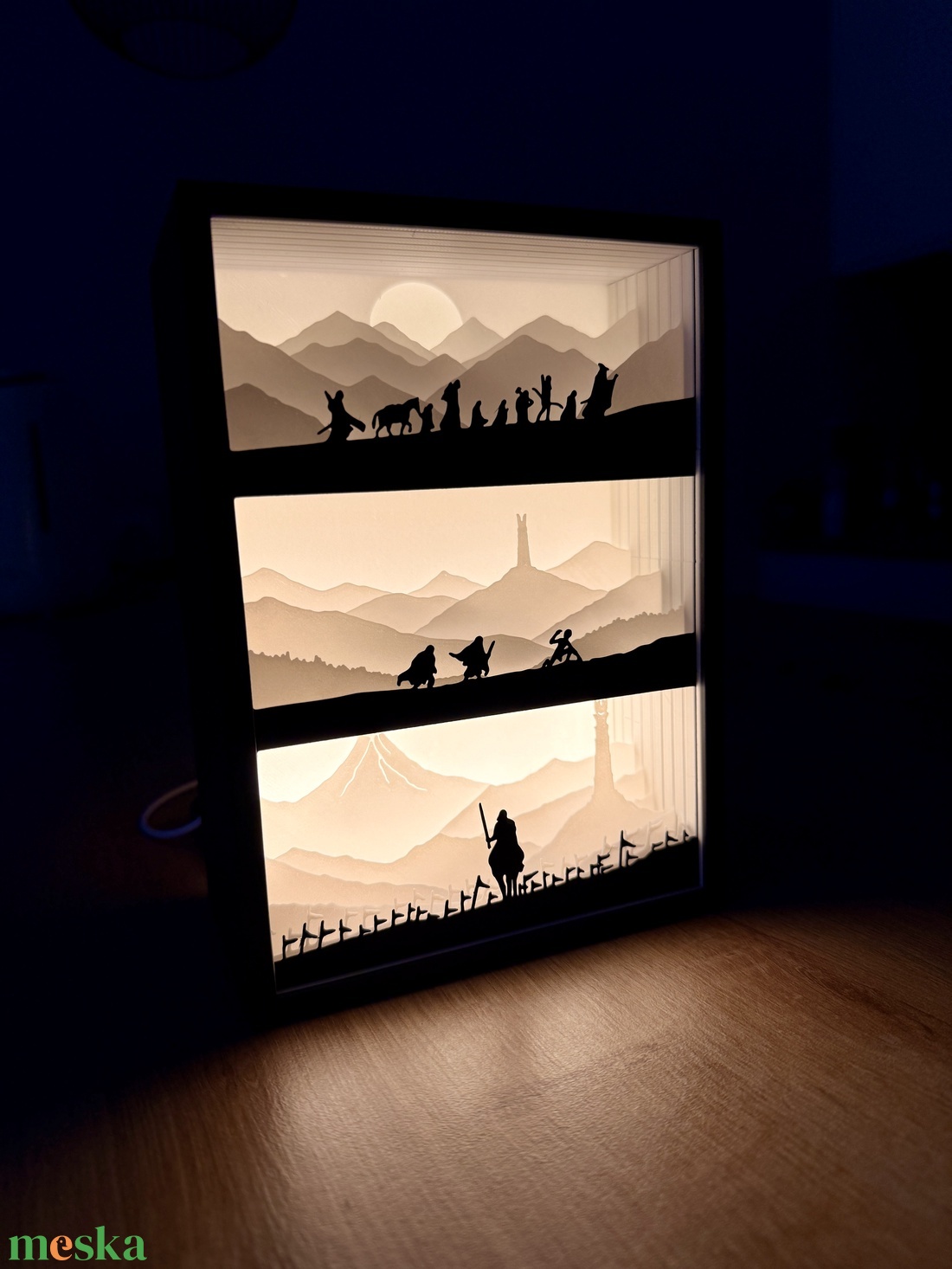 A Gyűrűk Ura shadow box lámpa - 3D Nyomtatott - otthon & életmód - lámpa - asztali lámpa - Meska.hu