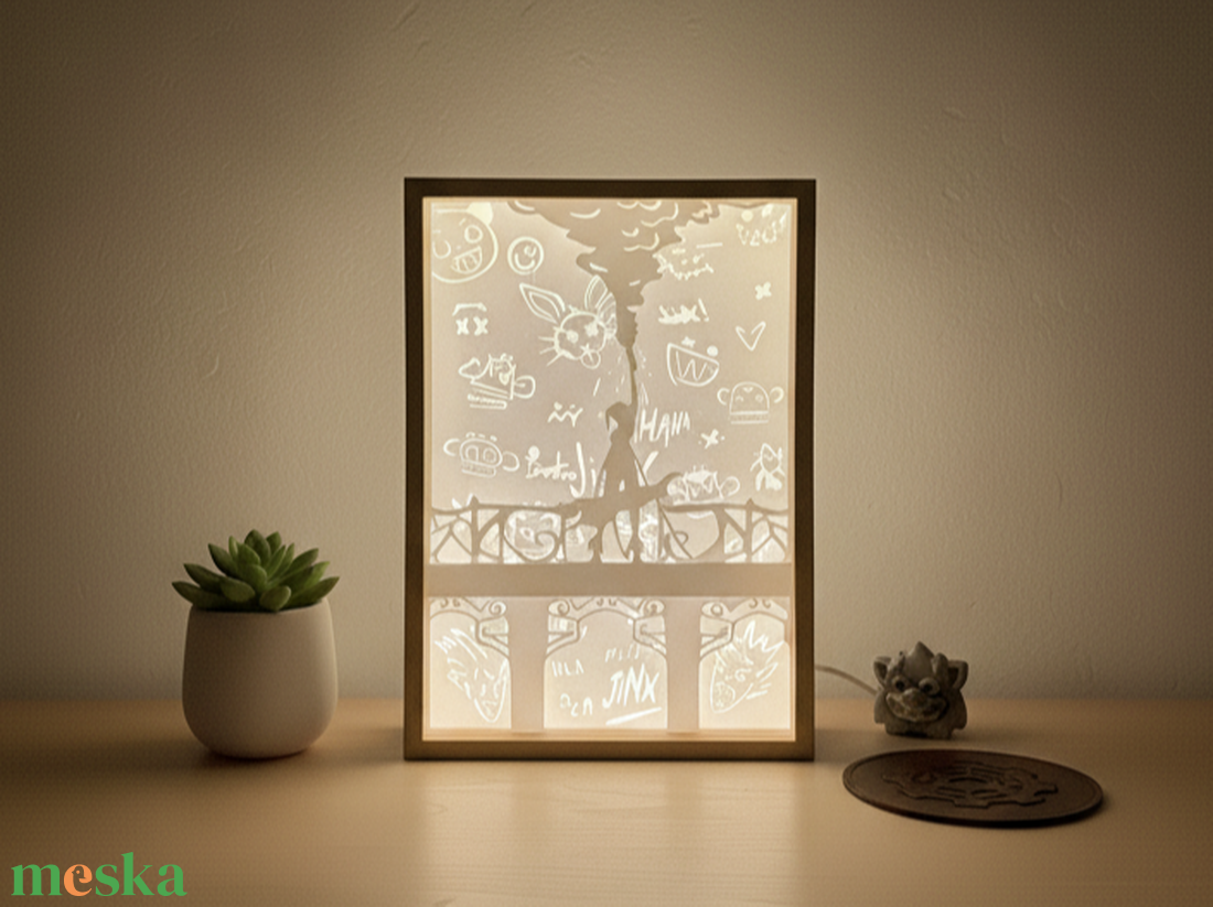 League of Legends � Jinx shadow box lámpa - otthon & életmód - lámpa - asztali lámpa - Meska.hu