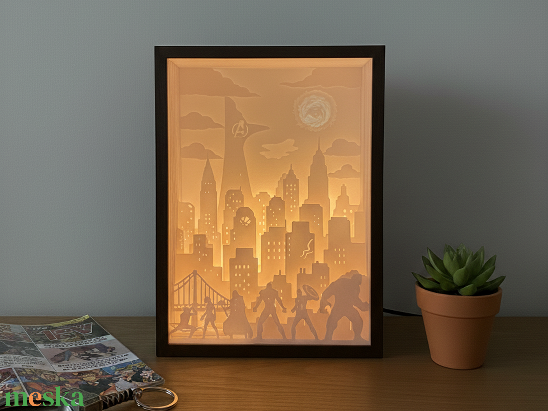  Marvel Bosszúállók Shadow Box lámpa- 3D Nyomtatott - otthon & életmód - lámpa - asztali lámpa - Meska.hu