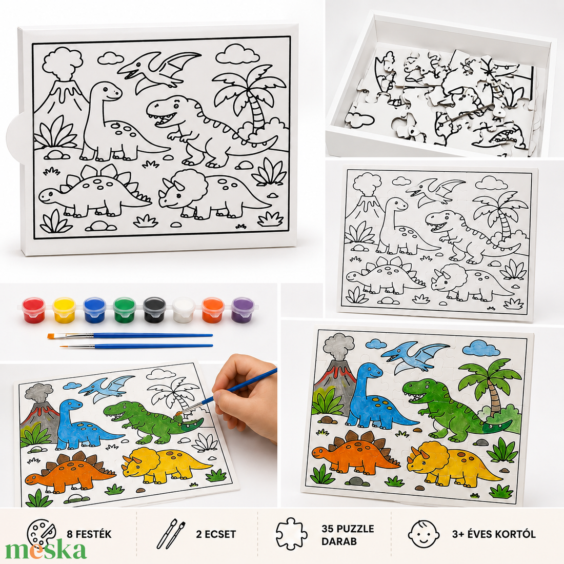 Festhető dinoszauruszos puzzle készlet  - játék & sport - puzzle - puzzle doboz - Meska.hu
