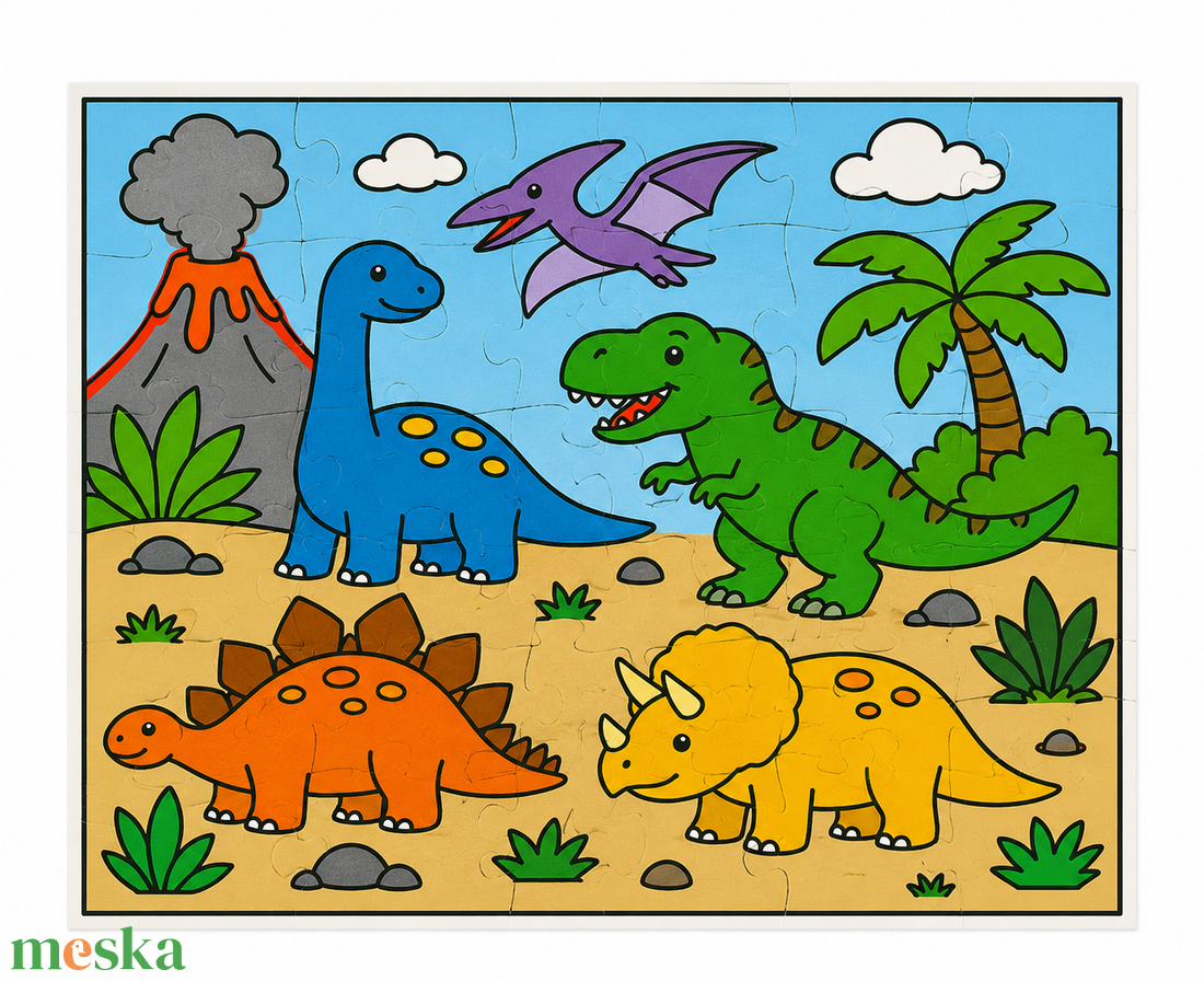Festhető dinoszauruszos puzzle készlet  - játék & sport - puzzle - puzzle doboz - Meska.hu